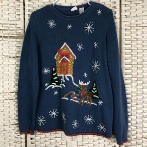 Cherokee Vintage Women’s Winter Christmas Crewneck Pullover Sweater Size Medium